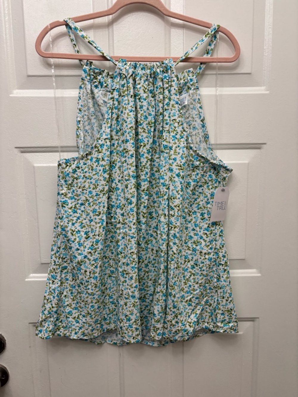 Time and Tru White Blue Floral Halter Sundress